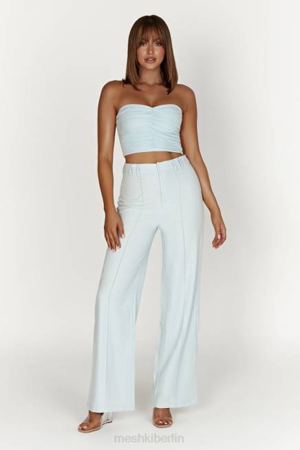 Kleidung Meshki McKenna gerafftes Leinenoberteil puderblau 2F8B1044