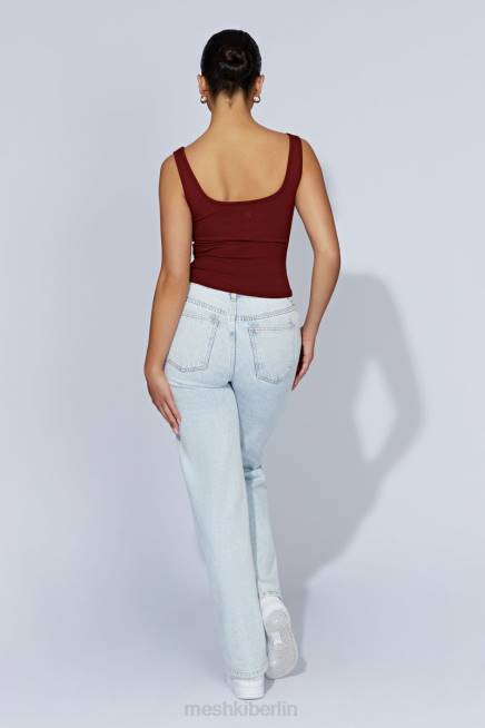 Kleidung Meshki Meghan geripptes Oberteil mit quadratischem Ausschnitt Kirschschokolade 2F8B981