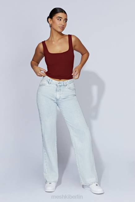 Kleidung Meshki Meghan geripptes Oberteil mit quadratischem Ausschnitt Kirschschokolade 2F8B981