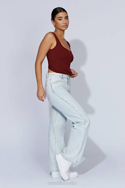 Kleidung Meshki Meghan geripptes Oberteil mit quadratischem Ausschnitt Kirschschokolade 2F8B981