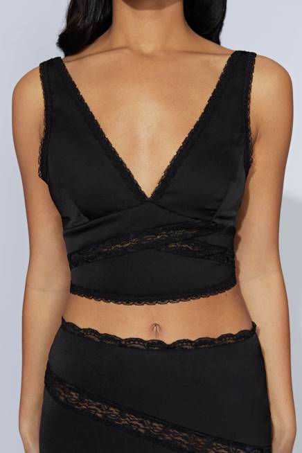 Kleidung Meshki Monet-Spitzenoberteil Schwarz 2F8B987