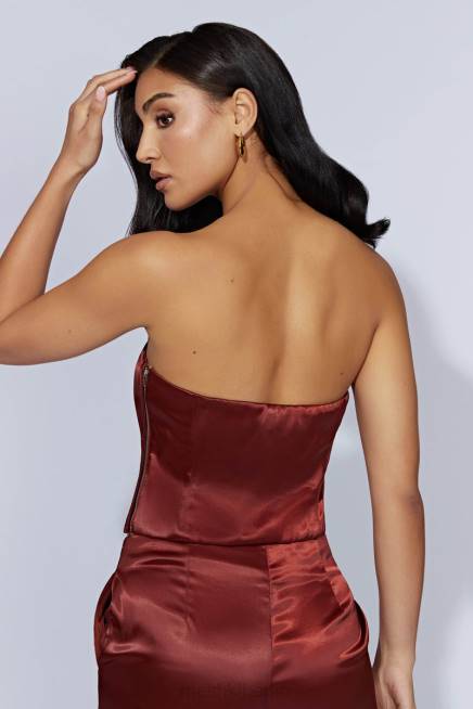 Kleidung Meshki Monique Satin-Röhrenoberteil Kirschschokolade 2F8B1056