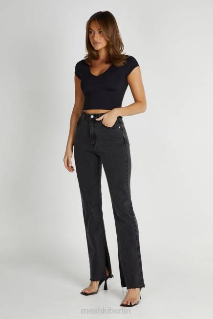 Kleidung Meshki Olympia-Top aus recyceltem Nylon mit V-Ausschnitt Schwarz 2F8B797