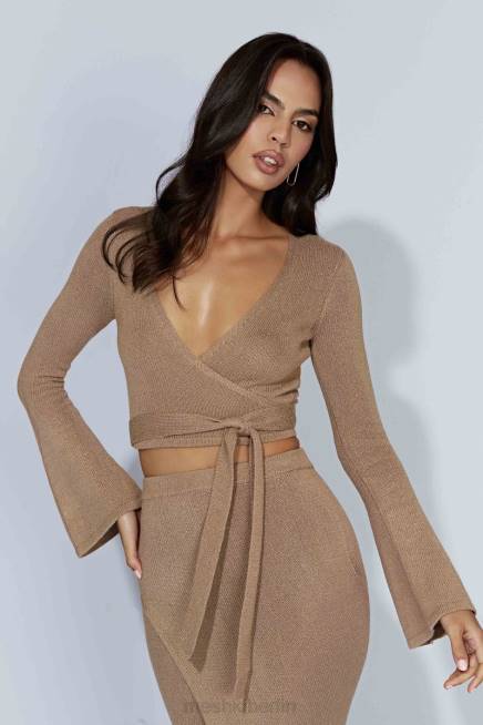 Kleidung Meshki Petra Strickoberteil mit ausgestellten Ärmeln Taupe 2F8B910