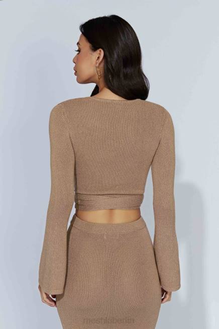 Kleidung Meshki Petra Strickoberteil mit ausgestellten Ärmeln Taupe 2F8B910