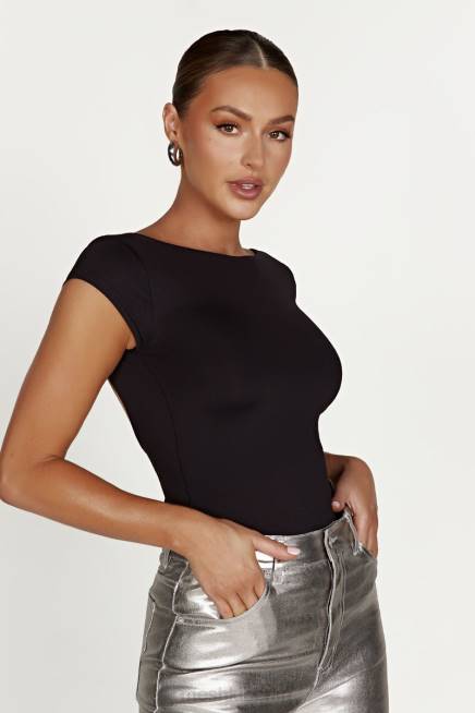 Kleidung Meshki Reyna Longline-Top aus recyceltem Nylon Schwarz 2F8B828