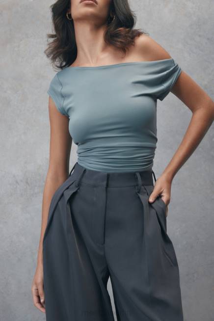 Kleidung Meshki Reyna Longline-Top aus recyceltem Nylon helle Holzkohle 2F8B849