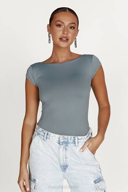 Kleidung Meshki Reyna Longline-Top aus recyceltem Nylon helle Holzkohle 2F8B849