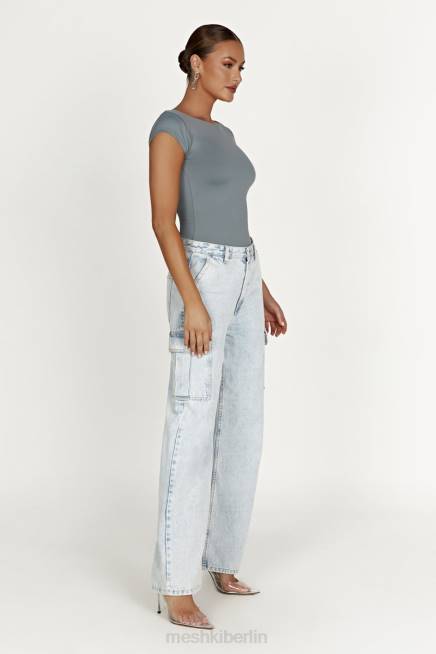 Kleidung Meshki Reyna Longline-Top aus recyceltem Nylon helle Holzkohle 2F8B849