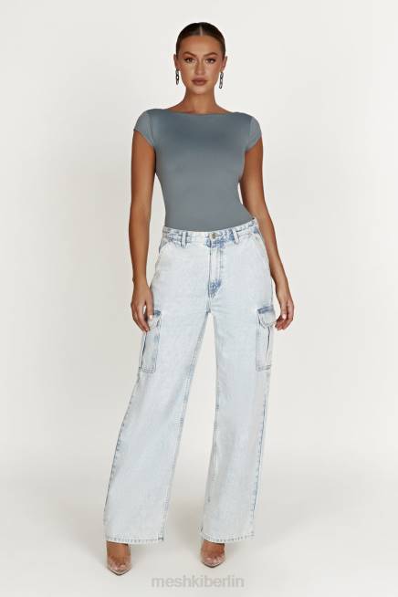 Kleidung Meshki Reyna Longline-Top aus recyceltem Nylon helle Holzkohle 2F8B849