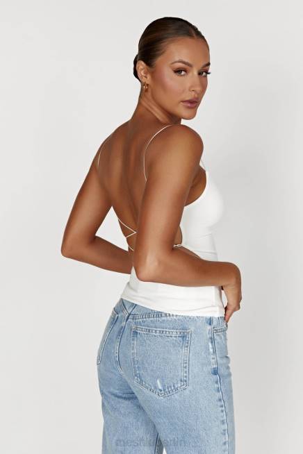 Kleidung Meshki Sabine Long Line rückenfreies Top Knochen 2F8B1087