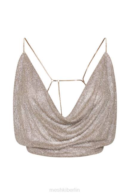 Kleidung Meshki Shanice Glomesh drapiertes Oberteil Gold 2F8B954