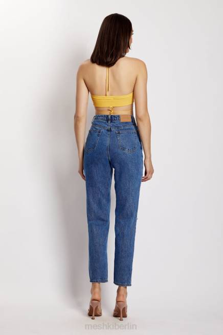 Kleidung Meshki Stacey gerafftes Neckholder-Oberteil aus Strick Gelb 2F8B984