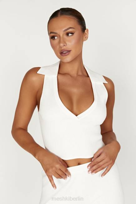Kleidung Meshki Strick-Tanktop mit Viola-Kragen Weiß 2F8B929