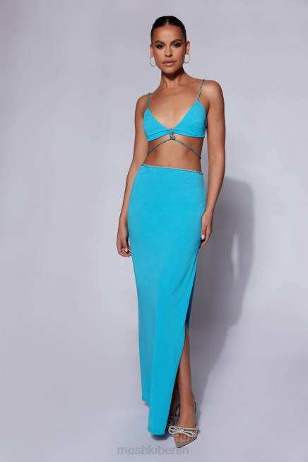 Kleidung Meshki Sweeney Strass-Bralette-Oberteil Cyan-Blau 2F8B1110