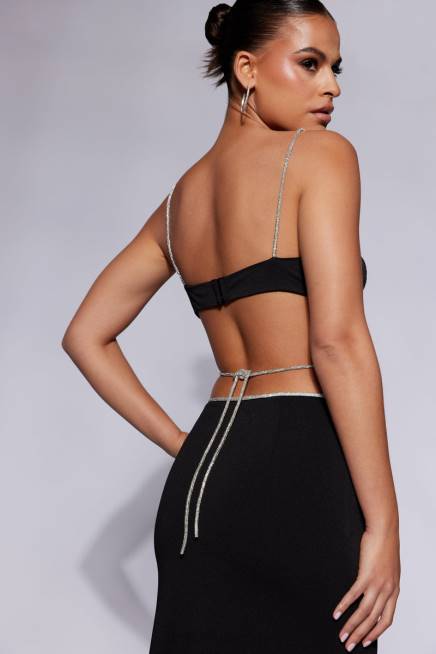 Kleidung Meshki Sweeney Strass-Bralette-Oberteil Schwarz 2F8B1097