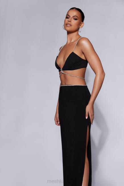 Kleidung Meshki Sweeney Strass-Bralette-Oberteil Schwarz 2F8B1097