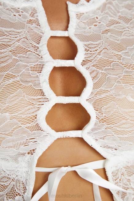 Kleidung Meshki Vintage-Oberteil aus Stretch-Spitze von Farrah Weiß 2F8B826