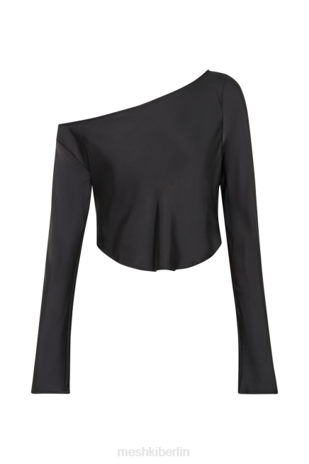 Kleidung Meshki Violeta One-Shoulder-Satin-Top Schwarz 2F8B767