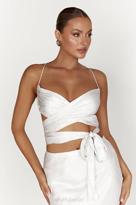 Kleidung Meshki Wickeltop „Georgie“ zum Binden Perle 2F8B1004