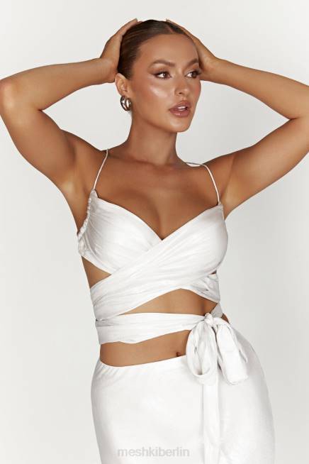 Kleidung Meshki Wickeltop „Georgie“ zum Binden Perle 2F8B1004