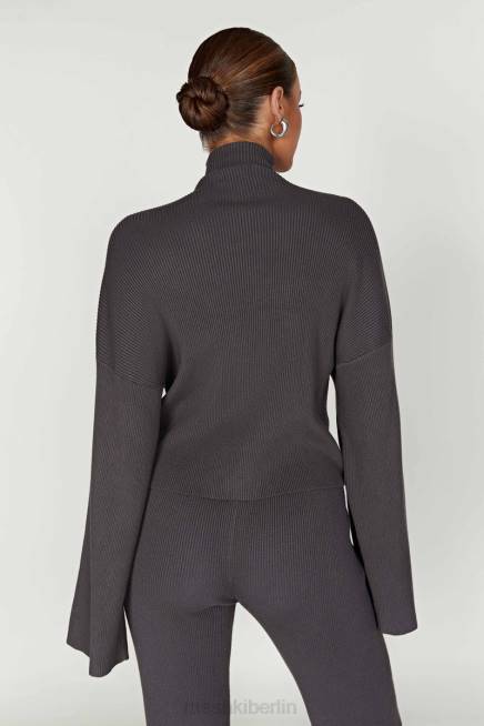 Kleidung Meshki Winona Rollkragen-Strickoberteil Holzkohle 2F8B905