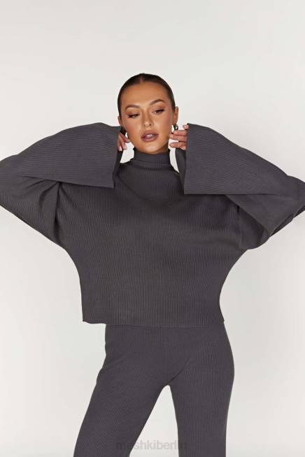 Kleidung Meshki Winona Rollkragen-Strickoberteil Holzkohle 2F8B905
