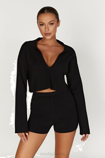 Kleidung Meshki Lennox-Strickpullover mit Kragen Schwarz 2F8B913