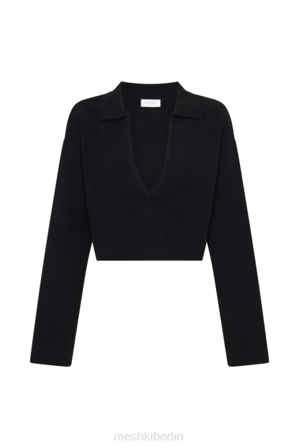 Kleidung Meshki Lennox-Strickpullover mit Kragen Schwarz 2F8B913