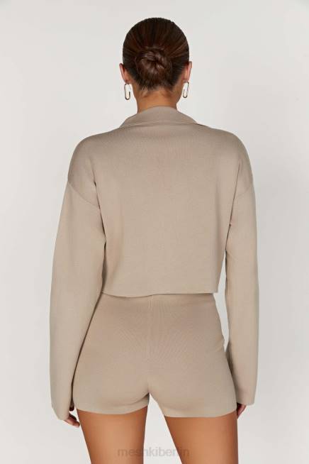 Kleidung Meshki Lennox-Strickpullover mit Kragen Taupe 2F8B893