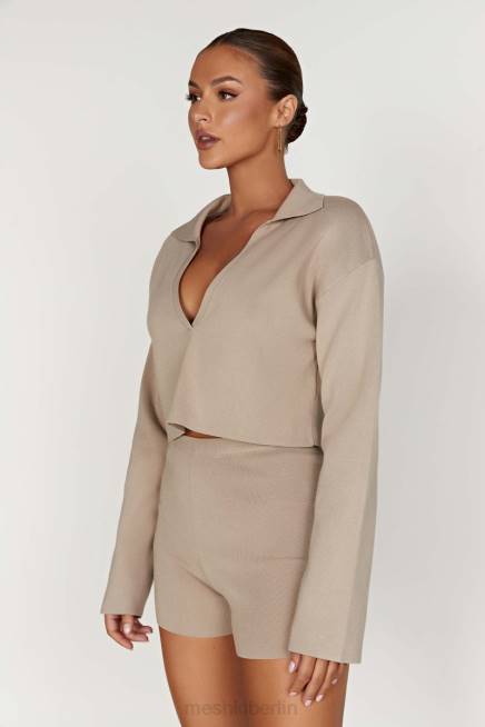 Kleidung Meshki Lennox-Strickpullover mit Kragen Taupe 2F8B893