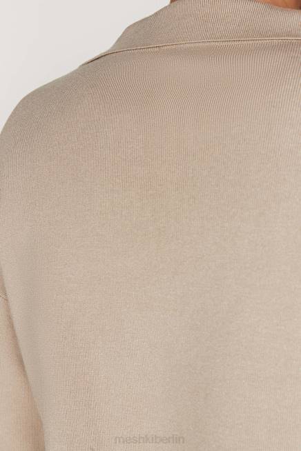 Kleidung Meshki Lennox-Strickpullover mit Kragen Taupe 2F8B893