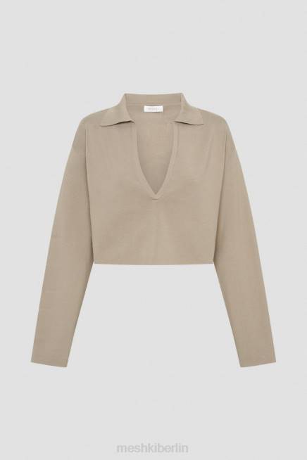 Kleidung Meshki Lennox-Strickpullover mit Kragen Taupe 2F8B893